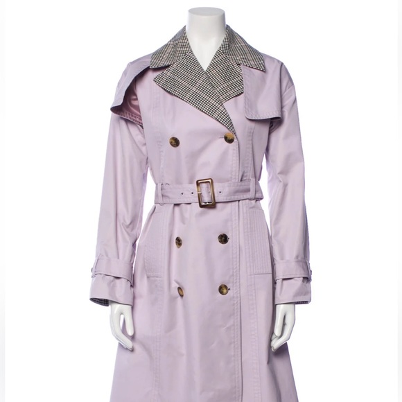 kate spade Lilac Trench Coat with Plaid Collar - Picture 2 of 12